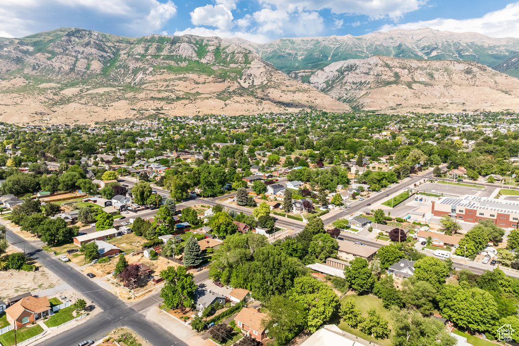 Bird's eye view of a mountain backdrop