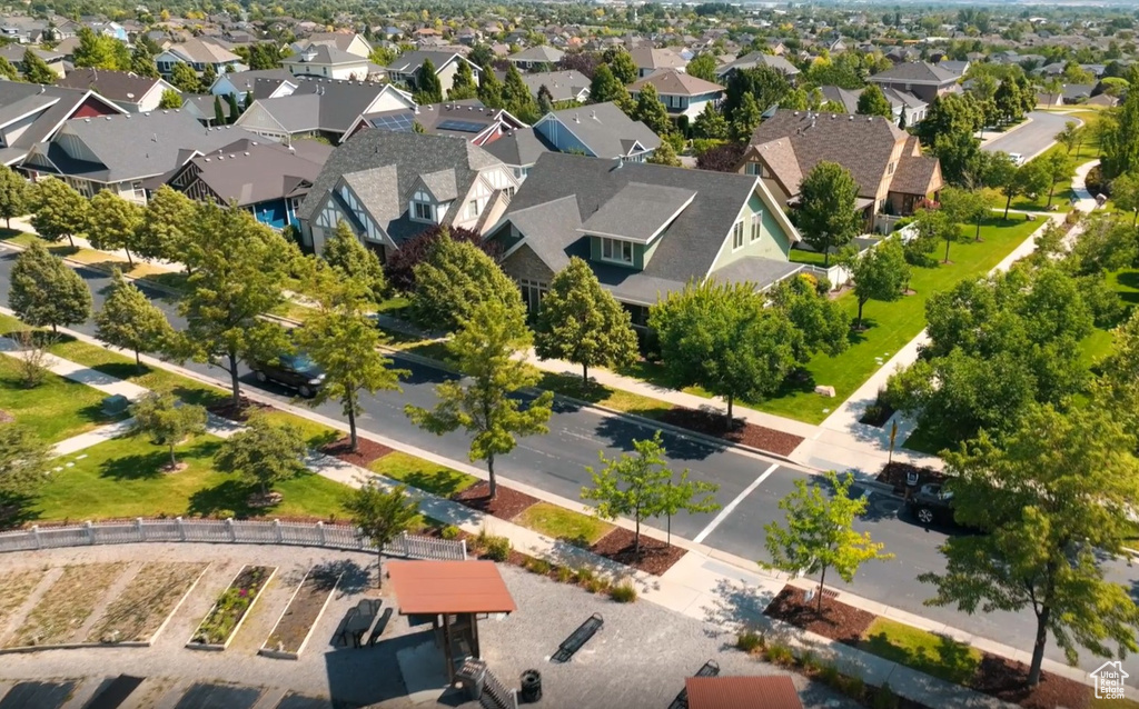 Aerial perspective of suburban area