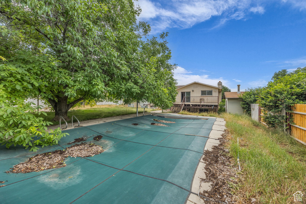 View of pool with a deck