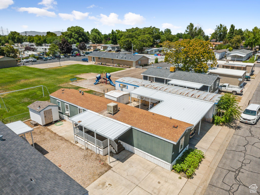 Aerial perspective of suburban area