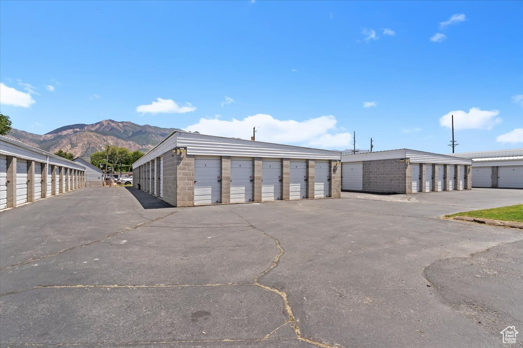 Garage with a mountain view