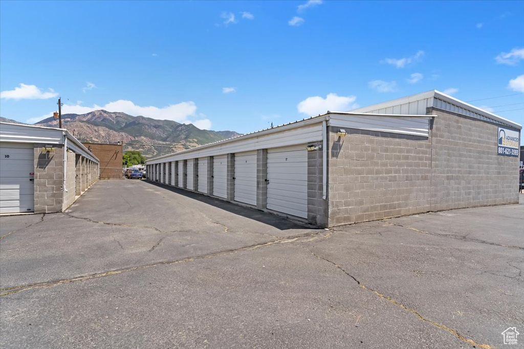 Exterior space with a mountain view