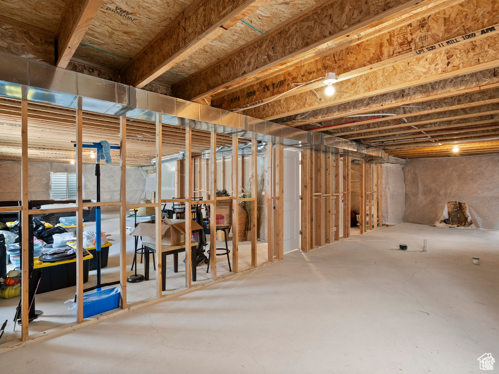 View of unfinished basement