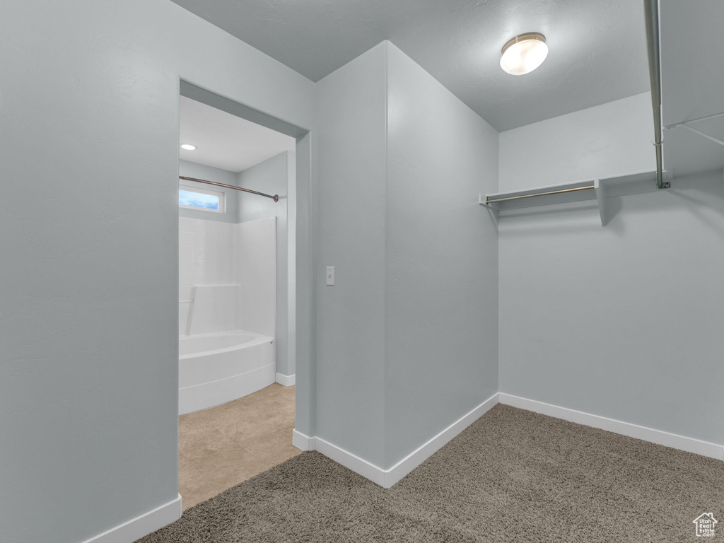 Walk in closet featuring carpet