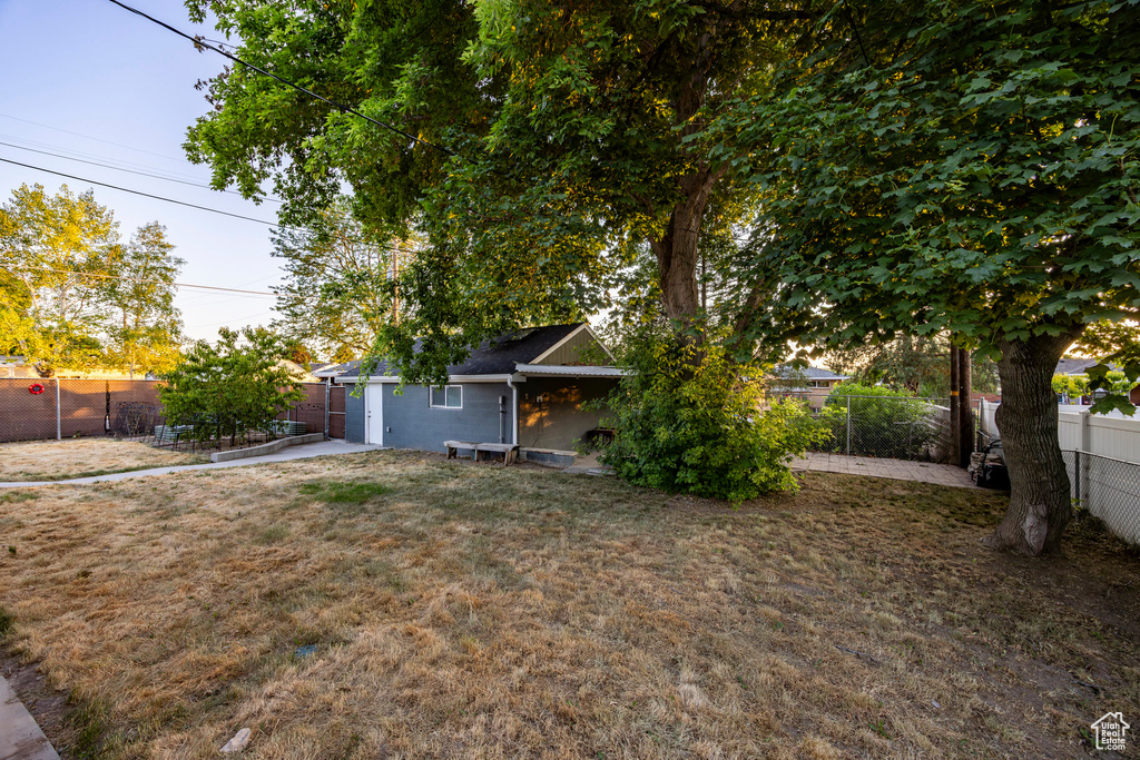 View of fenced backyard