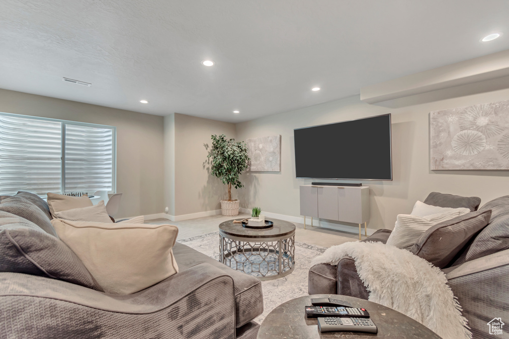 Living room featuring recessed lighting