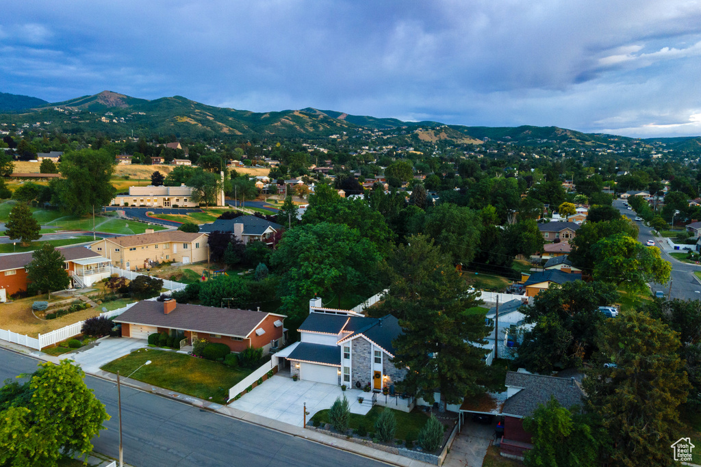 Aerial view of a mountainous background