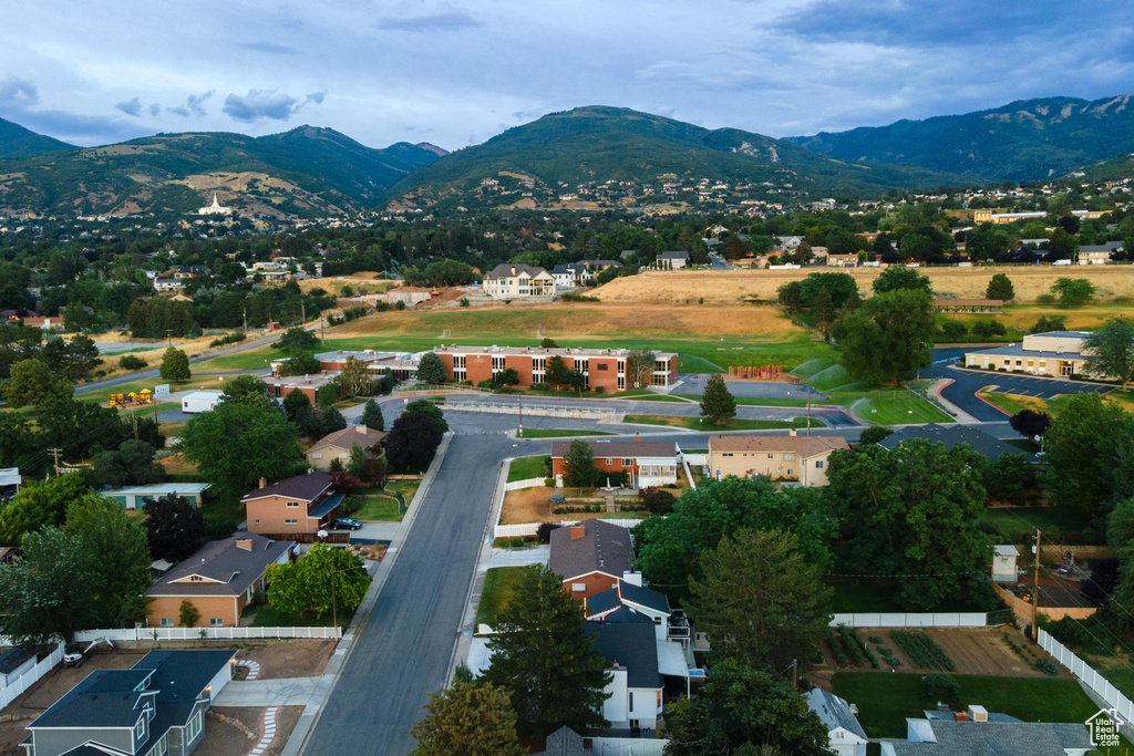 Aerial view of a mountainous background