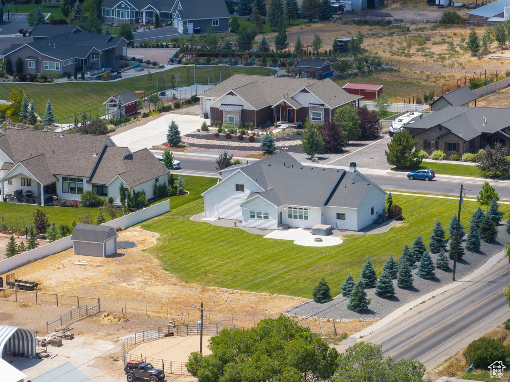Aerial perspective of suburban area