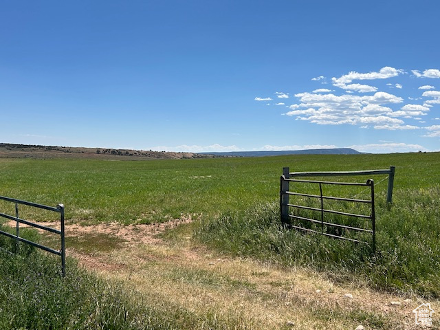 View of yard with a rural view and a mountain view