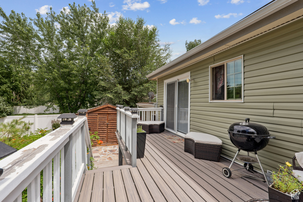 Wooden terrace with grilling area