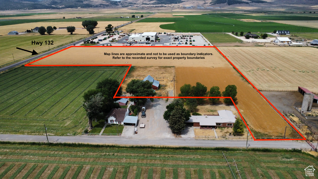 View of rural area featuring abundant farmland and property boundaries highlighted