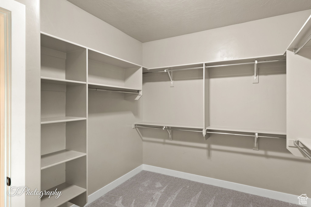 Walk in closet with carpet