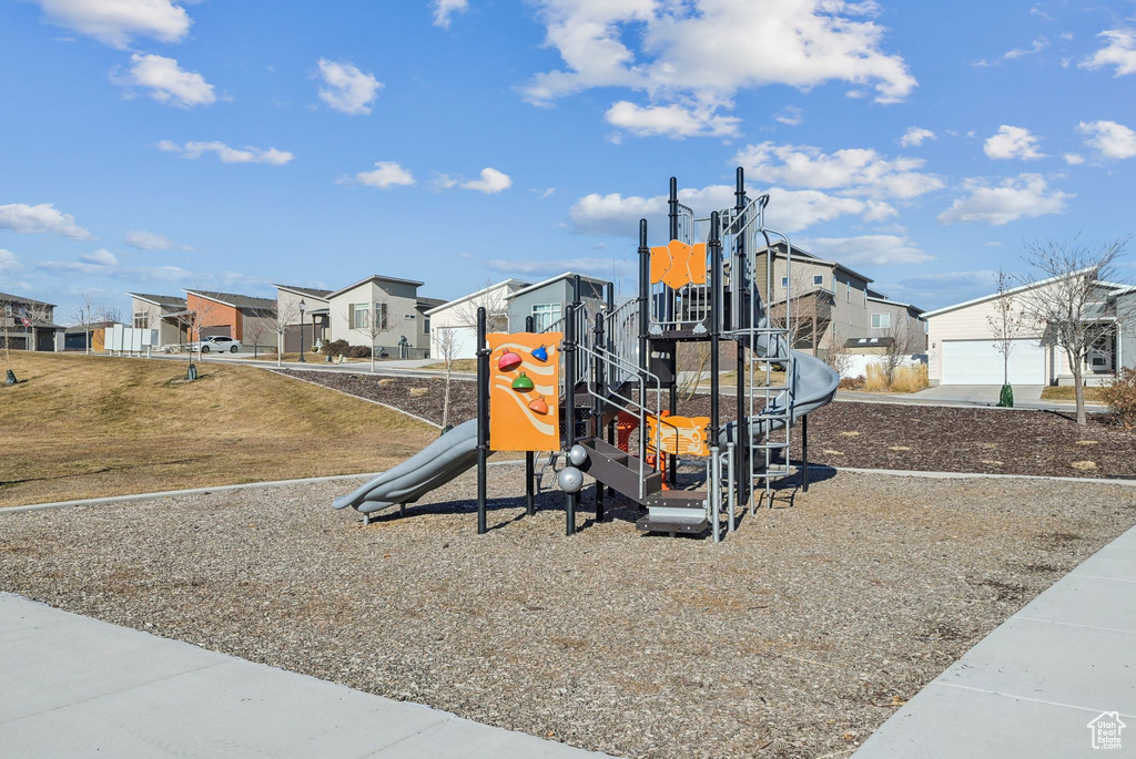 Community play area featuring a residential view