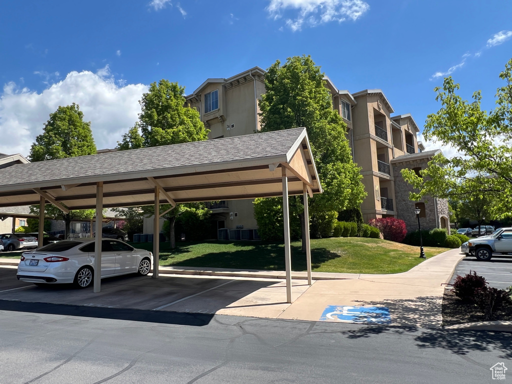 View of covered parking lot