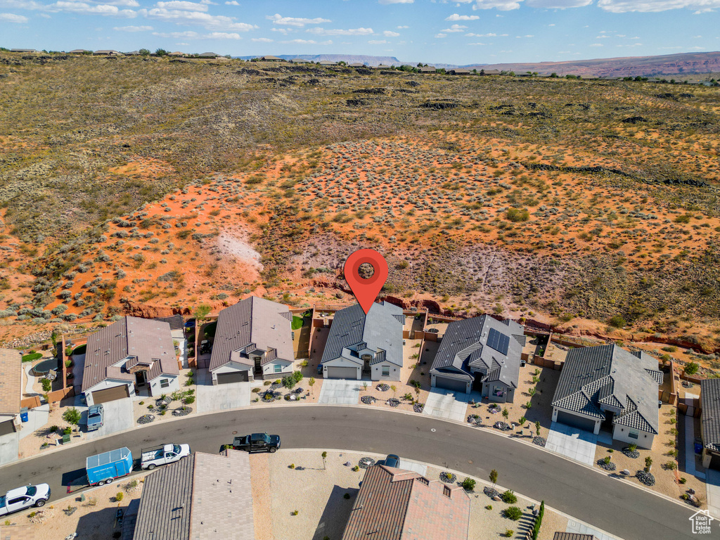 Aerial perspective of suburban area