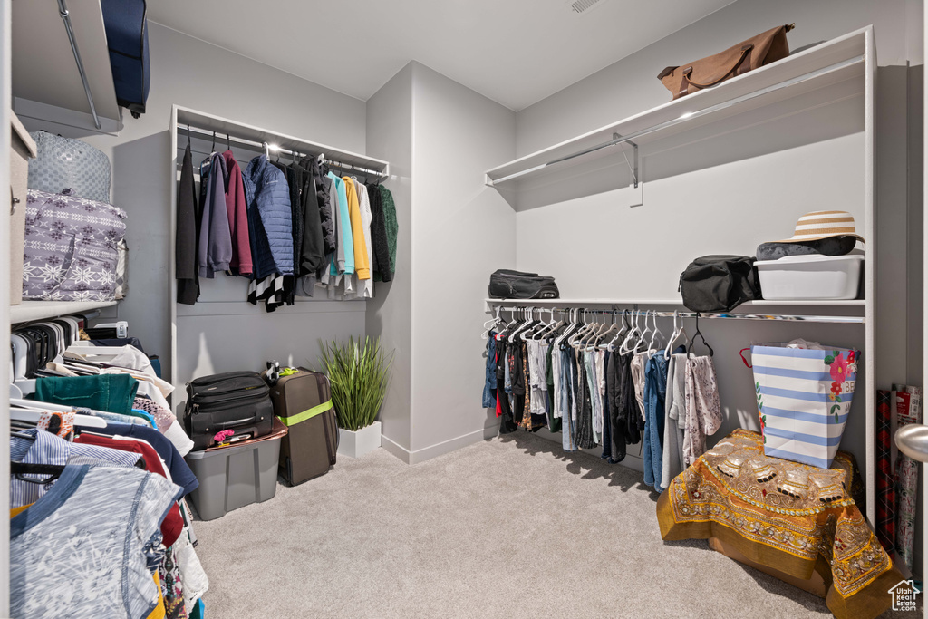 Spacious closet with carpet