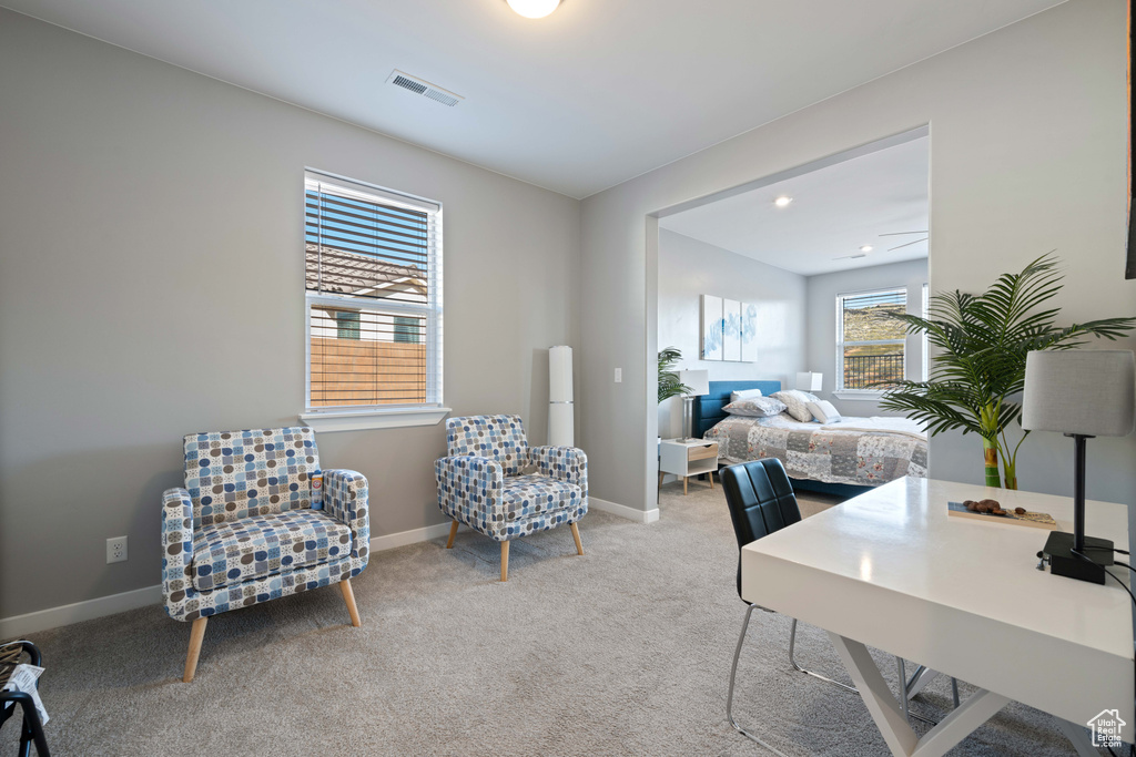 Office area with carpet floors and baseboards