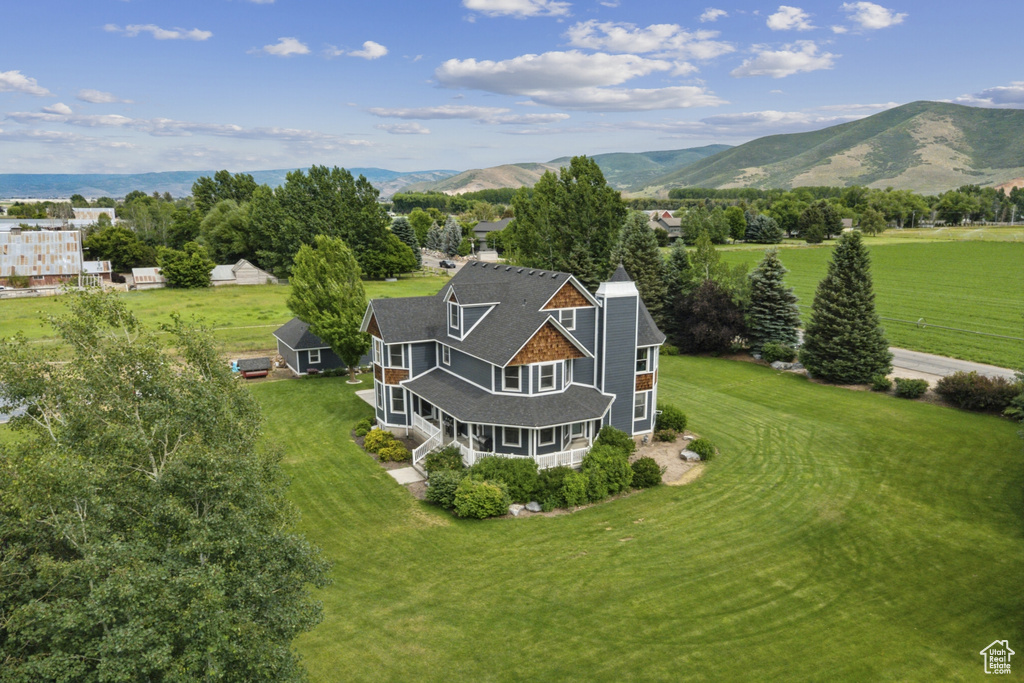 View from above of property with mountains