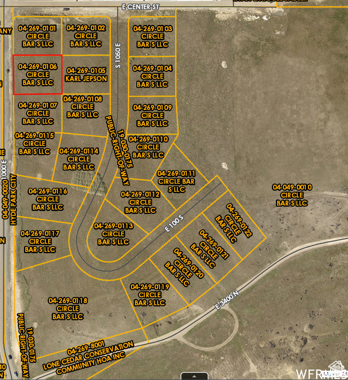Map showing property parcels