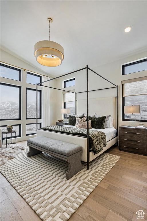 Bedroom featuring wood finished floors and recessed lighting
