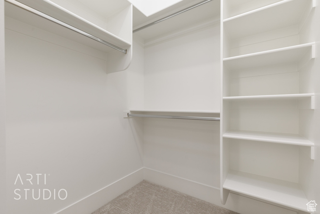 Spacious closet featuring carpet flooring