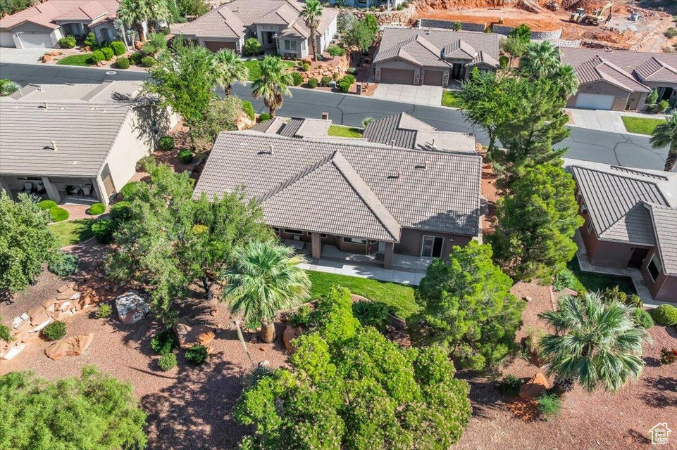 Aerial perspective of suburban area