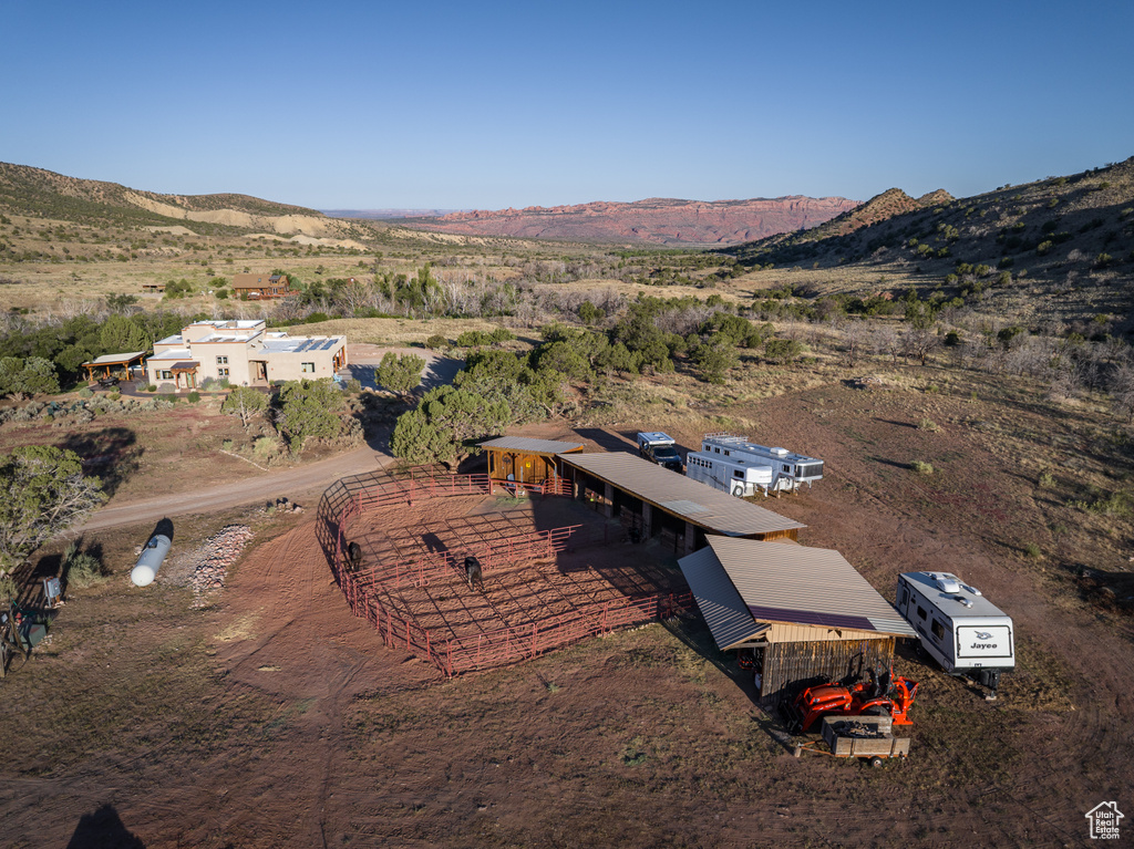 Bird\'s eye view of a mountain backdrop