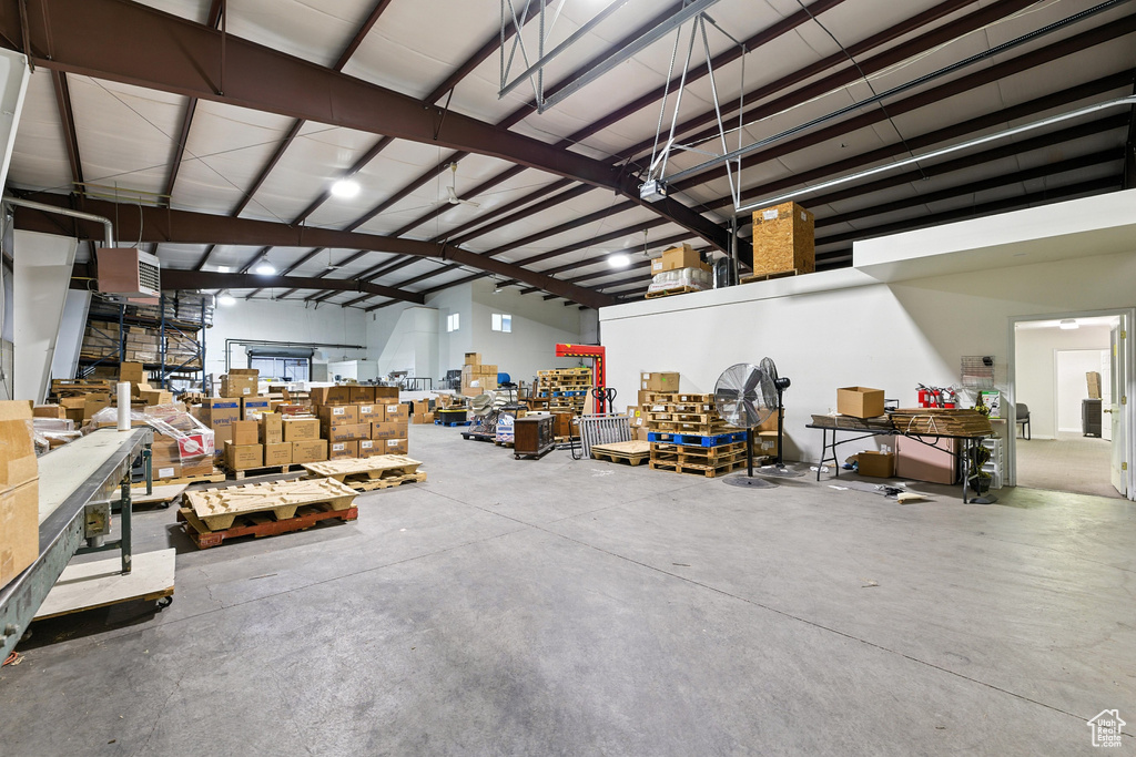 Garage featuring a workshop area