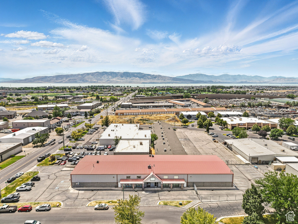 Drone / aerial view of a mountain backdrop