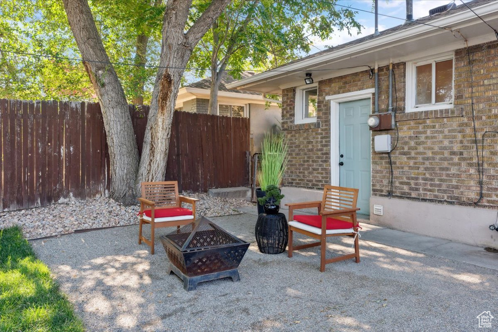 View of patio / terrace featuring a fire pit