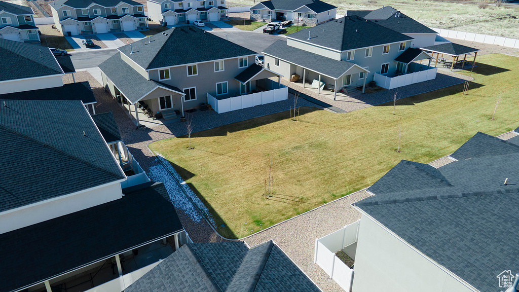 Aerial perspective of suburban area