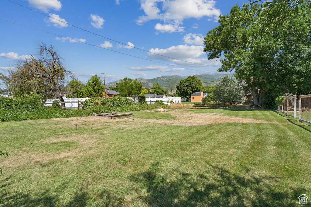 View of yard with a mountain view