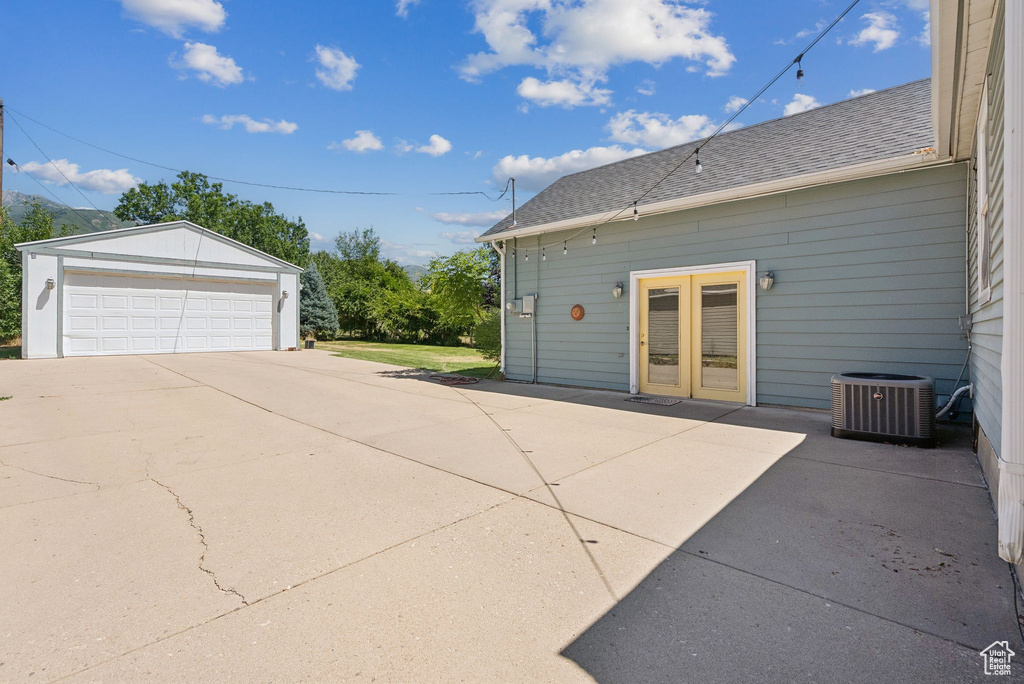 Detached garage with french doors