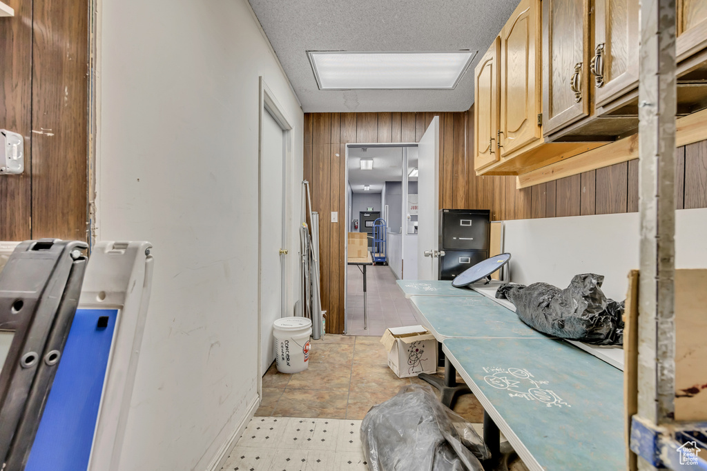 Kitchen with wooden walls