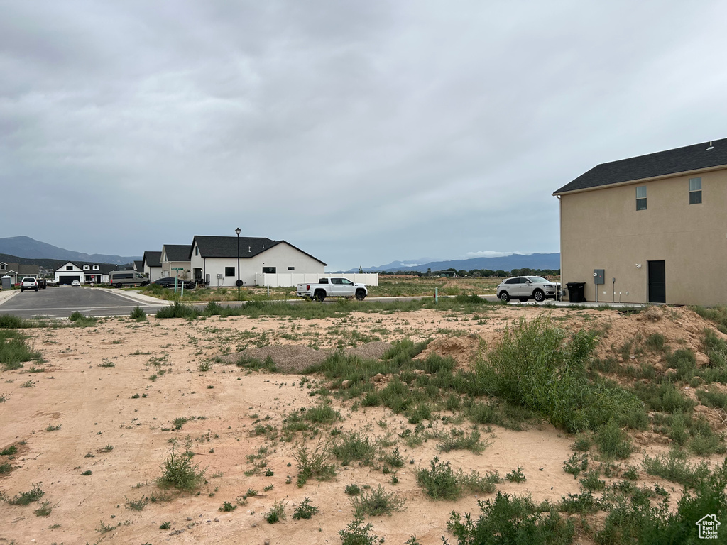 View of yard with a mountain view
