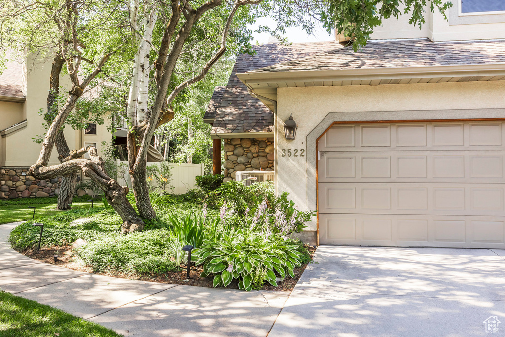 Garage with driveway
