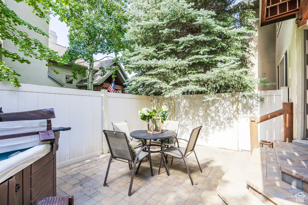 View of patio featuring outdoor dining space