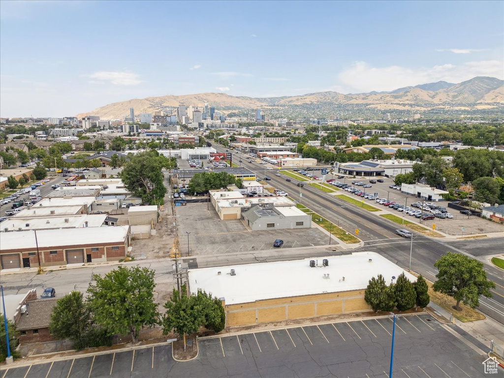 View of urban area with a mountainous background