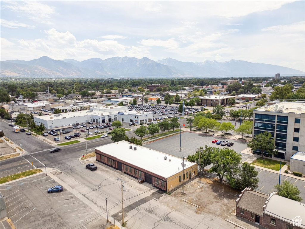Drone / aerial view of a mountain backdrop