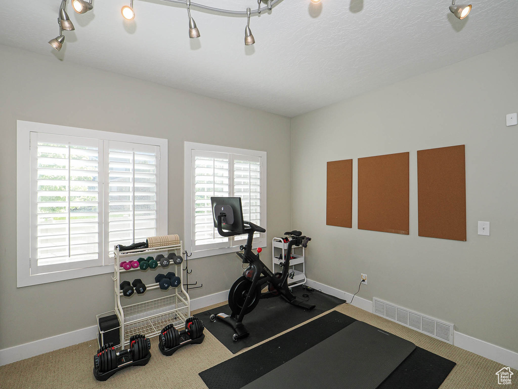 Workout room with carpet