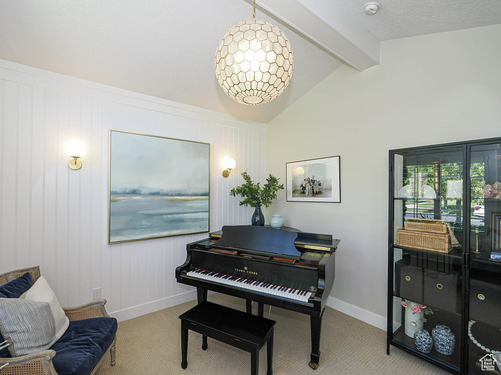 Sitting room with carpet flooring and baseboards