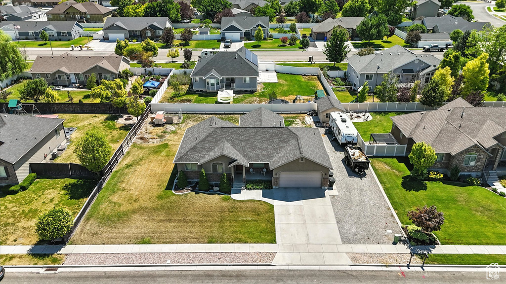 Aerial view of residential area