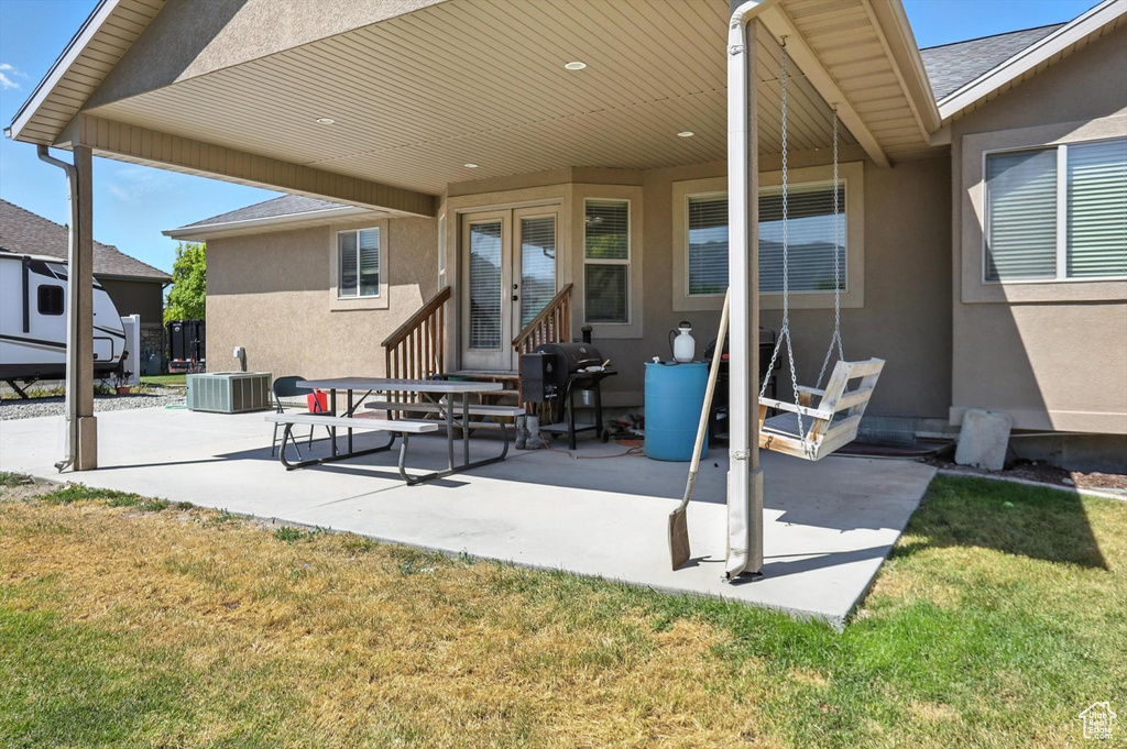 View of patio / terrace with french doors and area for grilling