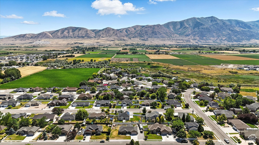 Aerial view of a mountainous background