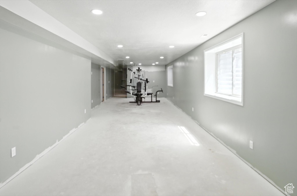 Below grade area with recessed lighting