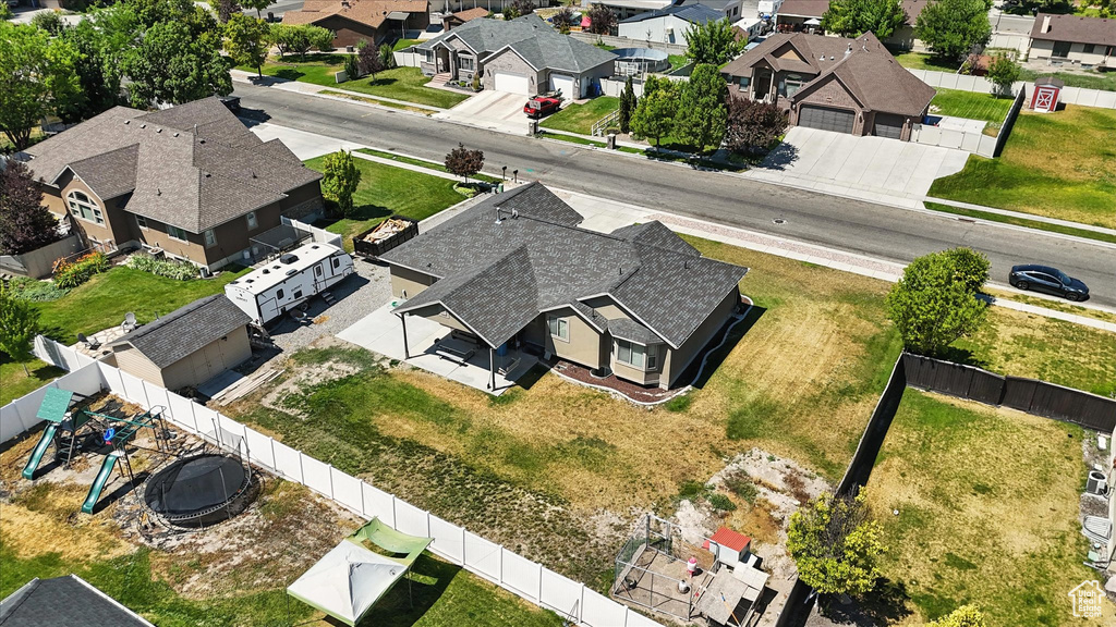 Aerial view of residential area