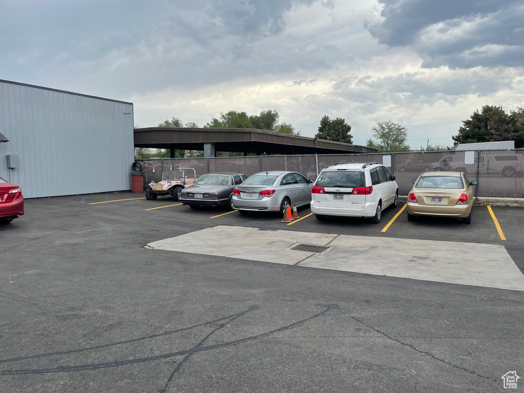 View of partially covered parking lot