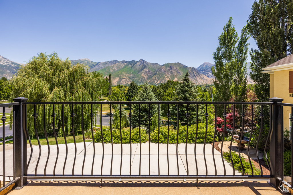 Balcony with a mountain view