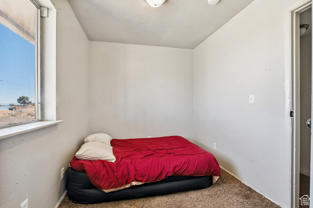 Bedroom with carpet flooring and baseboards